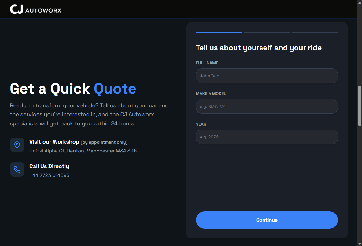 CJ Autoworx Screenshot 1